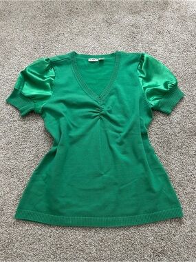 CATO Fashions Green Mixed Media Knit Top | Size M